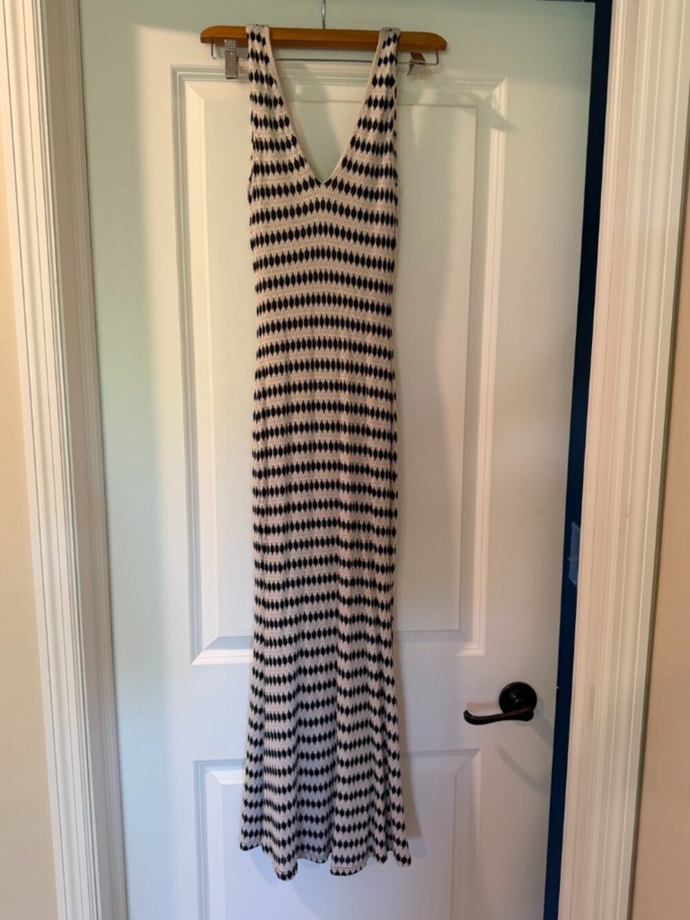 VICI Black Cream Crochet Knit Maxi Dress XS Resort Vacation